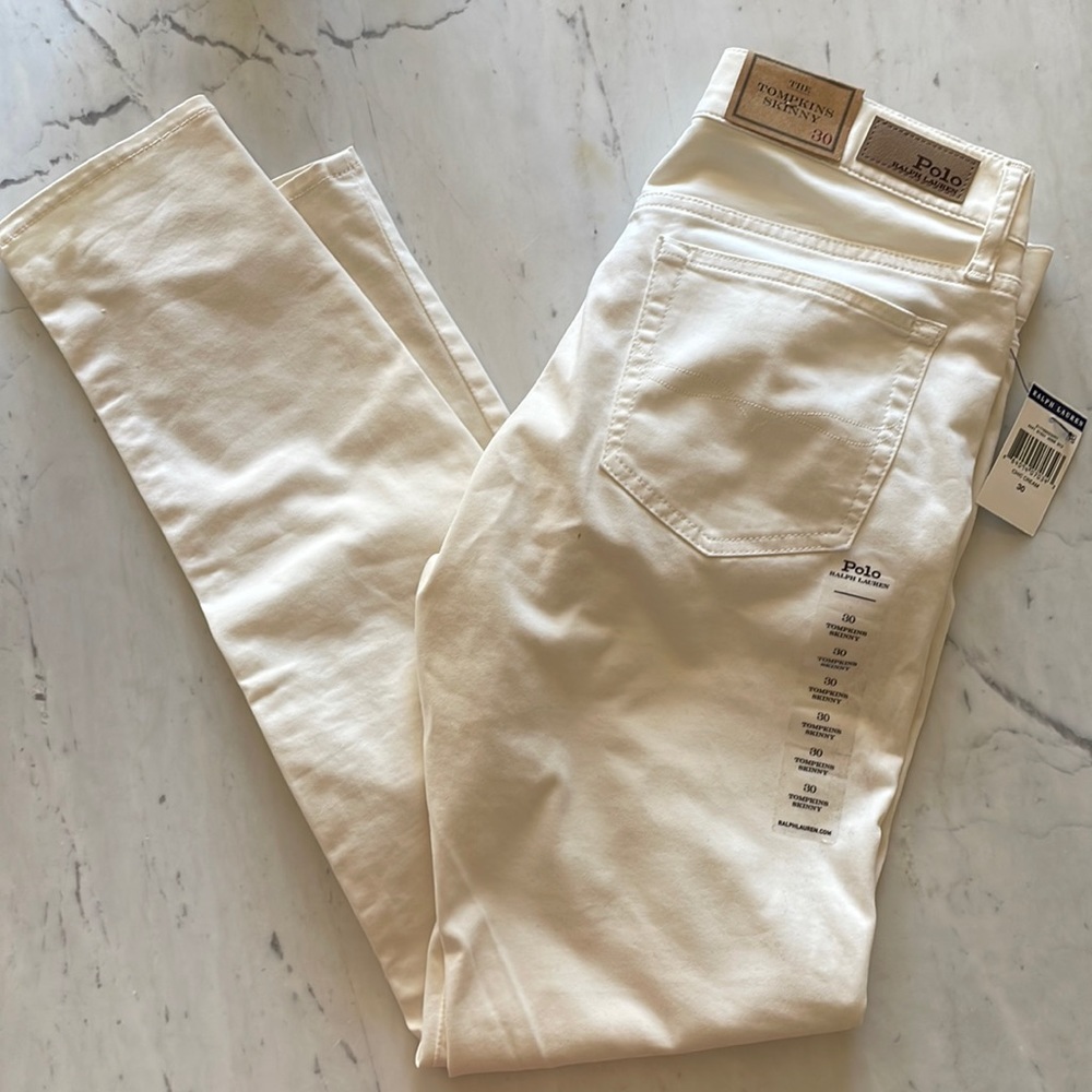 Polo Ralph Lauren Outlet cream womens skinny ankle jeans